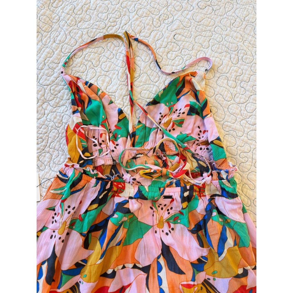 O'Neill Simone Tropical Floral Mini Dress‎ Women's Medium Multicolor V-Neck - Picture 4 of 6